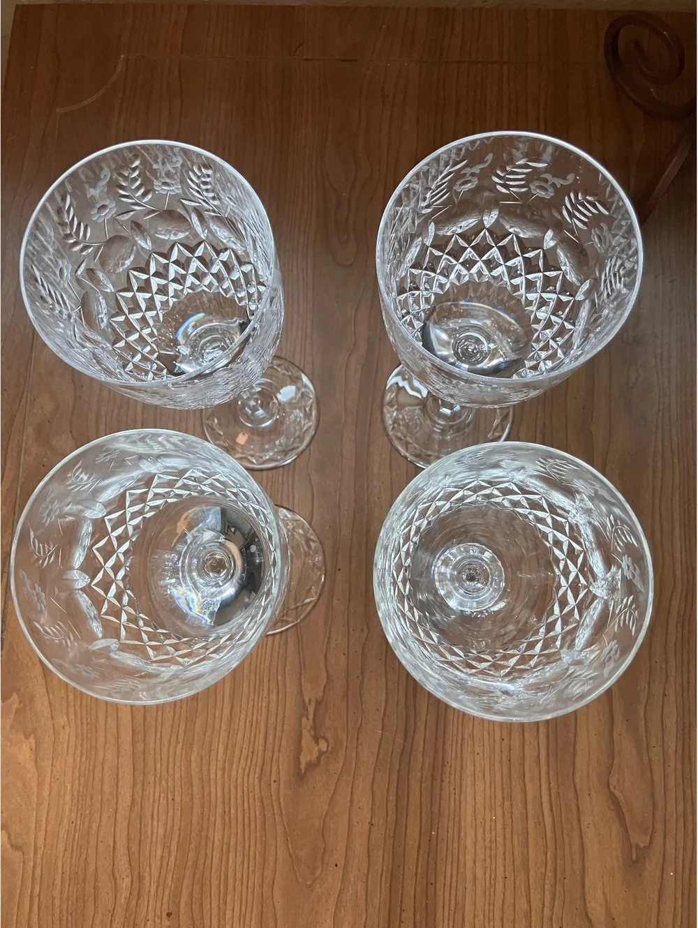 Set of 4 Vintage Etched Crystal Wine Glasses [COPY]